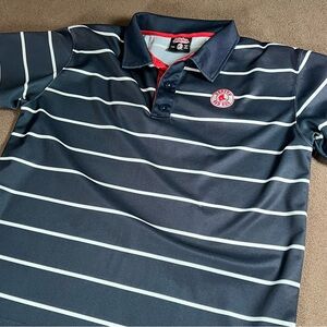 STITCHES BOSTON RED SOX MLB STRIPED PERFORMANCE POLO SHIRT MENS LARGE NAVY